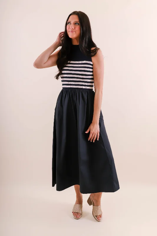 She's A Classic Maxi Dress-Navy Comfortable Ruffle Hem Maxi Dress