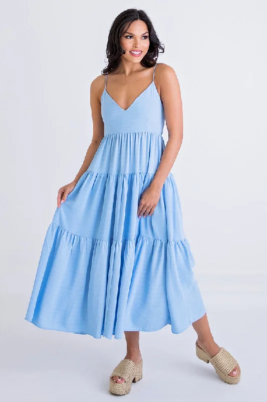 Solid Tier Tank Maxi Dress Fashionable Layered Maxi Dress
