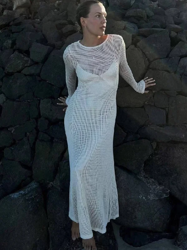 Summer Knitted Maxi Dress for Women Hollow Out See Through Long Sleeve Slim Elegant Sexy Dresses Club Party Beach Dress Casual Fashionable Sleeveless Maxi Dress Summer Knitted Maxi Dress for Women Hollow Out See Through Long Sleeve Slim Elegant Sexy Dresses Club Party Beach Dress Casual Fashionable Sleeveless Maxi Dress