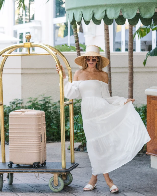 The Jetset - White Bamboo Smocked Maxi Dress Trendy Ruffled Maxi Dress