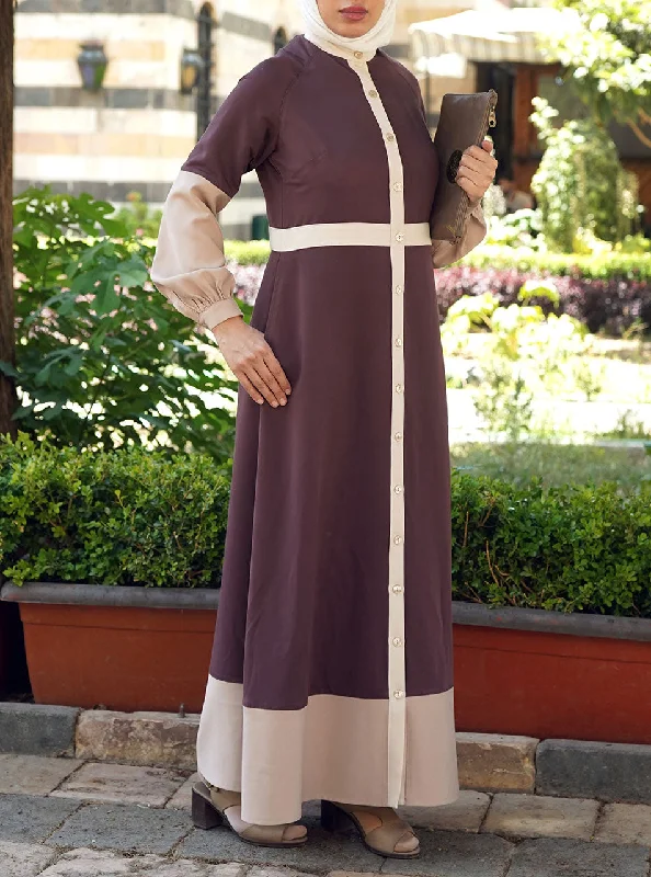 Tri-Color Butttoned Maxi Dress Comfortable Flowy Maxi Dress