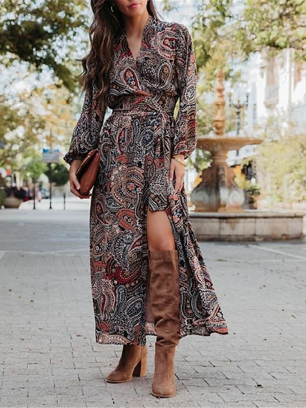 Women's Casual Dress Ethnic Dress Swing Dress Floral Paisley Split Print V Neck Long Dress Maxi Dress Vintage Ethnic Outdoor Date Long Sleeve Loose Fit Navy Blue Spring Fall S M L XL XXL Elegant Maxi Dress with Ruffles Women's Casual Dress Ethnic Dress Swing Dress Floral Paisley Split Print V Neck Long Dress Maxi Dress Vintage Ethnic Outdoor Date Long Sleeve Loose Fit Navy Blue Spring Fall S M L XL XXL Elegant Maxi Dress with Ruffles