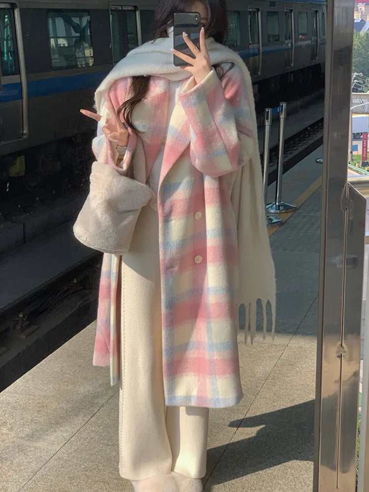 Getadme-Winter Rainbow Woollen Coats Women Casual Warm Loose Plaid Long Coats Female Korean Fashion Office Lady Trench Jackets Y2k Striped Jacket Polka Dot Jacket Floral Jacket Getadme-Winter Rainbow Woollen Coats Women Casual Warm Loose Plaid Long Coats Female Korean Fashion Office Lady Trench Jackets Y2k Striped Jacket Polka Dot Jacket Floral Jacket