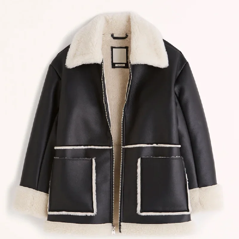 Black B3 RAF Aviator Flight Shearling Leather Jacket For Women Striped Jacket Polka Dot Jacket Floral Jacket Black B3 RAF Aviator Flight Shearling Leather Jacket For Women Striped Jacket Polka Dot Jacket Floral Jacket