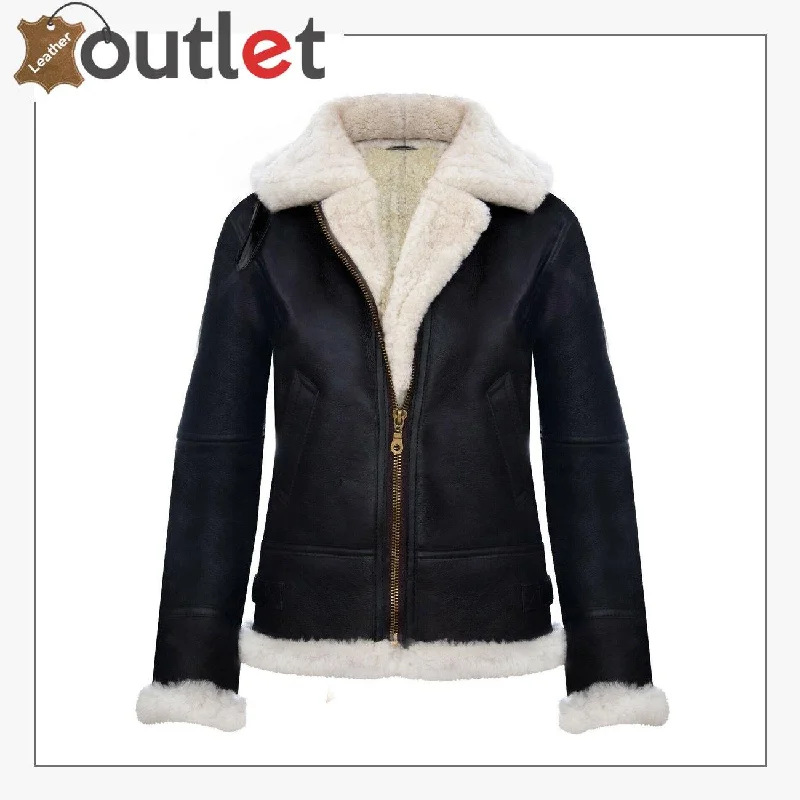 Brown Cream RAF Aviator B3 Womens Hooded Sheepskin Leather Jacket Anorak Shell Jacket Lightweight Jacket Brown Cream RAF Aviator B3 Womens Hooded Sheepskin Leather Jacket Anorak Shell Jacket Lightweight Jacket