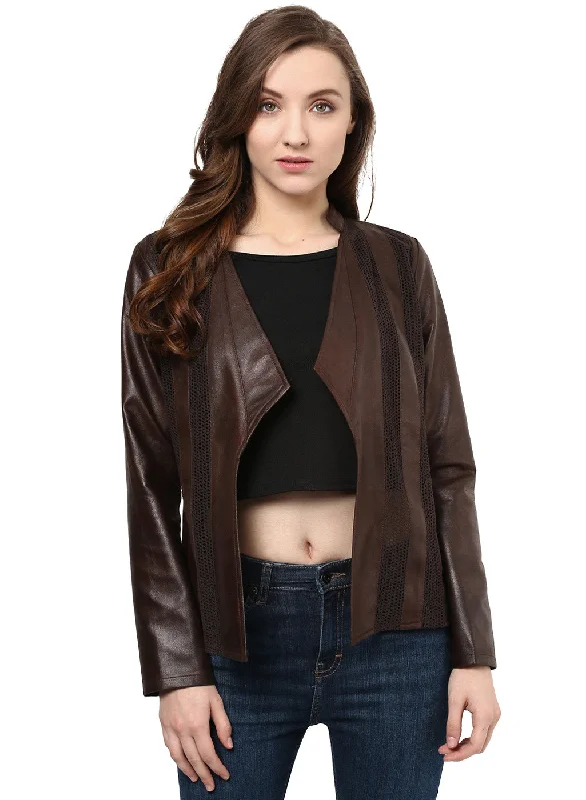 Brown Solid Jacket Appliqued Jacket Beaded Jacket Sequined Jacket