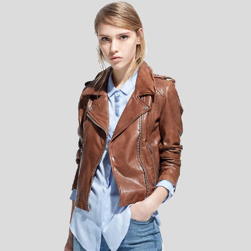 Emma Brown Motorcycle Leather Jacket Lace Jacket Ribbed Jacket Sequined Jacket