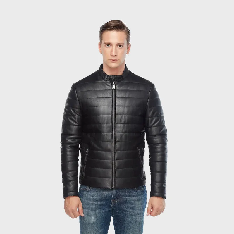 Genuine Black Leather Men’s Puffer Jacket Faux Fur Jacket Real Fur Jacket Shearling Jacket Genuine Black Leather Men’s Puffer Jacket Faux Fur Jacket Real Fur Jacket Shearling Jacket