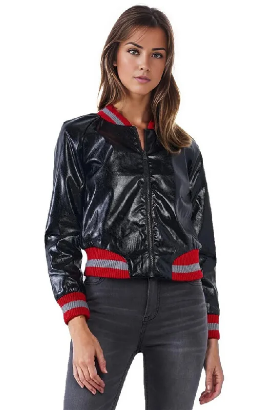 Karlee Womens Stylish Baseball Leather Jacket One-Shoulder Jacket Off-the-Shoulder Jacket Asymmetrical Jacket Karlee Womens Stylish Baseball Leather Jacket One-Shoulder Jacket Off-the-Shoulder Jacket Asymmetrical Jacket