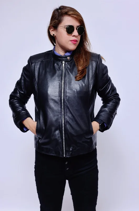 Women's Leather Jacket Nylon Jacket Polyester Jacket Spandex Jacket