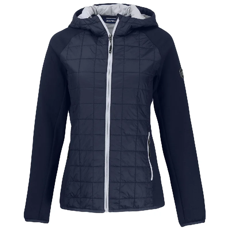 Cutter & Buck Women's Dark Navy Rainier Primaloft Eco Full Zip Hybrid Jacket Cotton Jacket Linen Jacket Terry Jacket