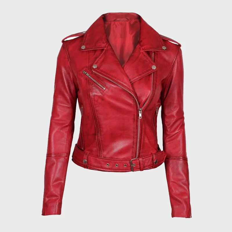 Margaret Red Ladies Biker Leather Jacket Faux Fur Jacket Real Fur Jacket Shearling Jacket Margaret Red Ladies Biker Leather Jacket Faux Fur Jacket Real Fur Jacket Shearling Jacket
