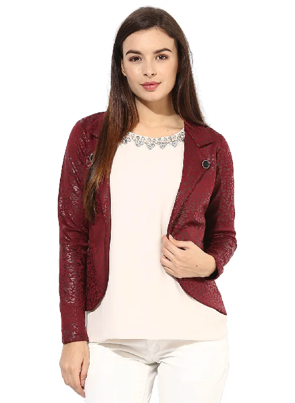 Maroon Leather Stretch Knit Jacket One-Shoulder Jacket Off-the-Shoulder Jacket Asymmetrical Jacket Maroon Leather Stretch Knit Jacket One-Shoulder Jacket Off-the-Shoulder Jacket Asymmetrical Jacket