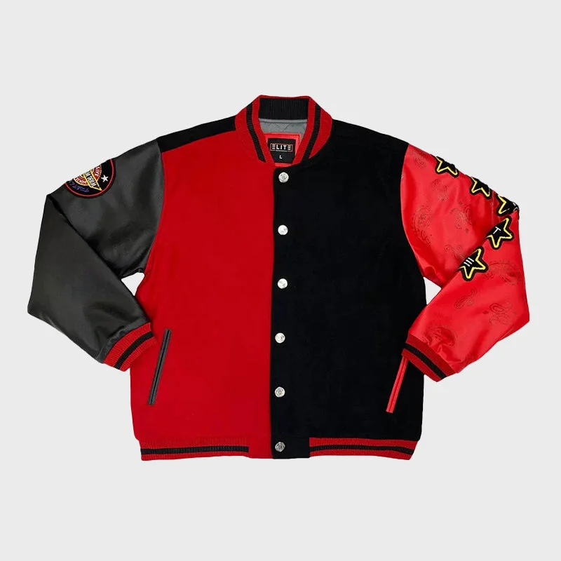 Men’s Red Varsity Jacket Chenille Jacket Brocade Jacket Lace Jacket