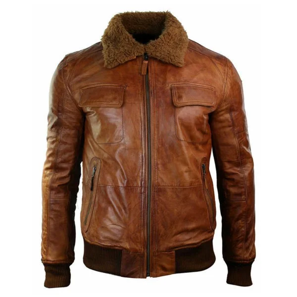 Men's Distressed Brown B-3 Shearling Fur Collar Leather Jacket Nylon Jacket Polyester Jacket Spandex Jacket Men's Distressed Brown B-3 Shearling Fur Collar Leather Jacket Nylon Jacket Polyester Jacket Spandex Jacket