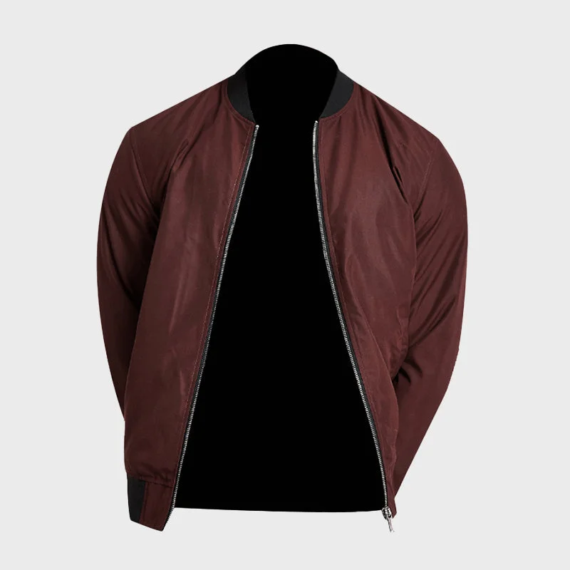 Men's Red Polyester Bomber Jacket Quilted Jacket Puffer Jacket Insulated Jacket