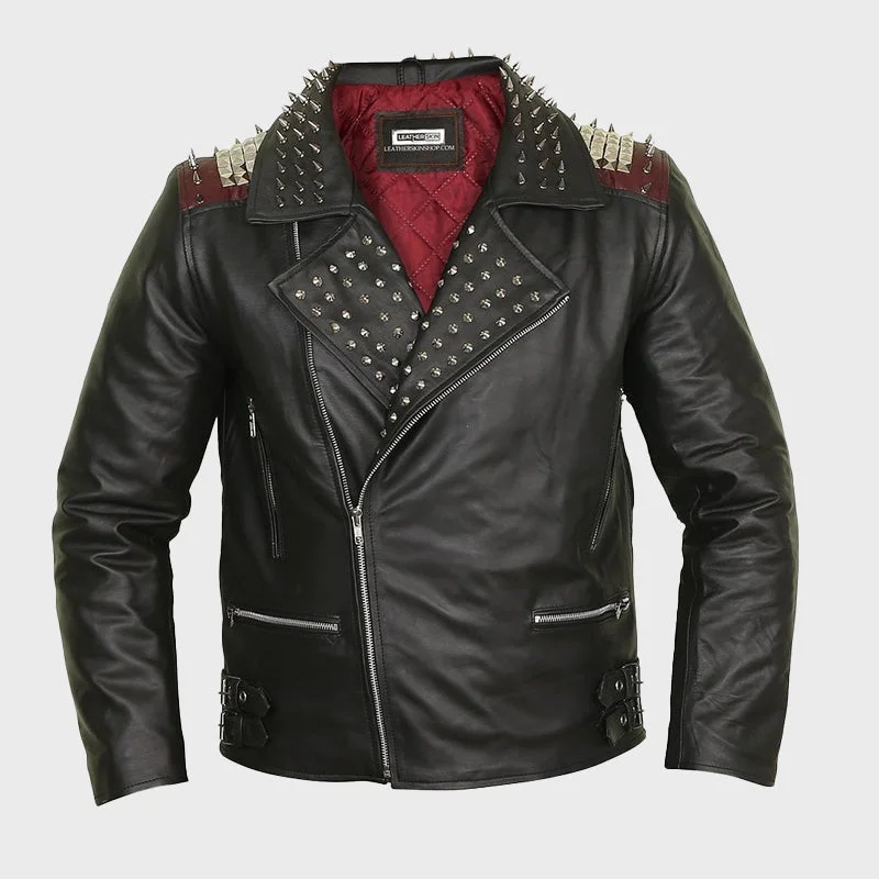 Men's Black Quilted Lining Leather Jacket Striped Jacket Polka Dot Jacket Floral Jacket Men's Black Quilted Lining Leather Jacket Striped Jacket Polka Dot Jacket Floral Jacket