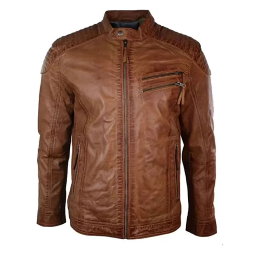Men's Slim fit Brown Padded Leather Jacket Chenille Jacket Brocade Jacket Lace Jacket Men's Slim fit Brown Padded Leather Jacket Chenille Jacket Brocade Jacket Lace Jacket