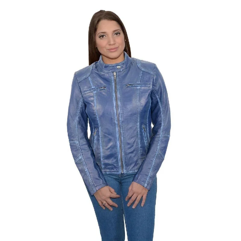 Milwaukee Leather SFL2830 Women's Royal Blue Scuba Style Sheepskin Fashion Leather Jacket Denim Jacket Leather Jacket Suede Jacket Milwaukee Leather SFL2830 Women's Royal Blue Scuba Style Sheepskin Fashion Leather Jacket Denim Jacket Leather Jacket Suede Jacket