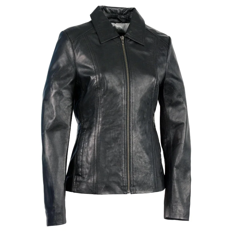 Milwaukee Leather SFL2850 Women's Classic Black Zippered Motorcycle Style Fashion Leather Jacket with Shirt Style Collar Striped Jacket Polka Dot Jacket Floral Jacket Milwaukee Leather SFL2850 Women's Classic Black Zippered Motorcycle Style Fashion Leather Jacket with Shirt Style Collar Striped Jacket Polka Dot Jacket Floral Jacket