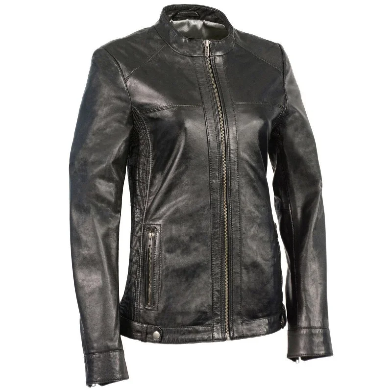 Milwaukee Leather SFL2855 Women's Black Zip Front Fashion Leather Jacket with Side Stretch Fitting Anorak Shell Jacket Lightweight Jacket Milwaukee Leather SFL2855 Women's Black Zip Front Fashion Leather Jacket with Side Stretch Fitting Anorak Shell Jacket Lightweight Jacket
