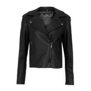 NIGHT ANGLE BLACK LEATHER JACKET FOR WOMEN Bomber Jacket Anorak Windbreaker