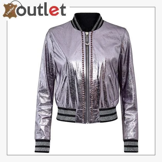 Pink Metallic Bomber Studded Biker Jacket Appliqued Jacket Beaded Jacket Sequined Jacket Pink Metallic Bomber Studded Biker Jacket Appliqued Jacket Beaded Jacket Sequined Jacket
