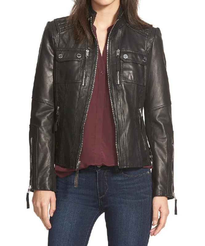 Super Janita Women Classic Leather Jackets Wool Jacket Cashmere Jacket Tweed Jacket
