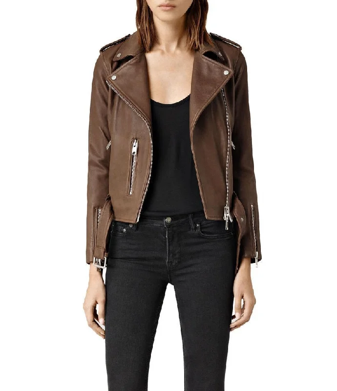 Super Nancy Women Classic Leather Jackets Satin Jacket Silk Jacket Chiffon Jacket