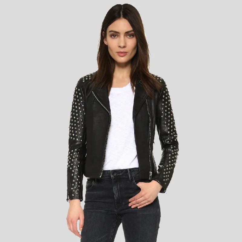 Taliyah Black Studded Leather Jacket Oversized Jacket Tailored Jacket Straight Jacket Taliyah Black Studded Leather Jacket Oversized Jacket Tailored Jacket Straight Jacket