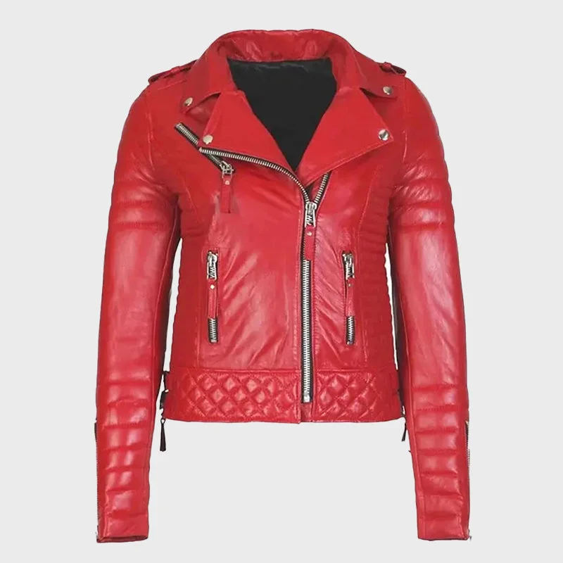 Women's Boda Style Quilted Red Jacket Insulated Jacket Fitted Jacket Loose Jacket
