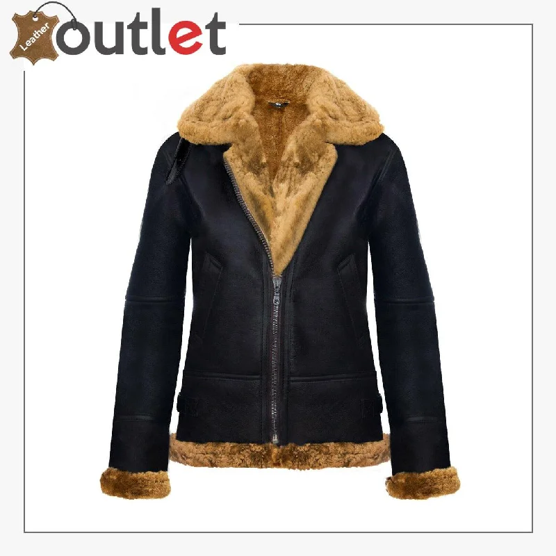 Womens Hooded Sheepskin Jacket B3 Flying Leather Jacket Knit Fabric Woven Fabric Fleece Fabric Womens Hooded Sheepskin Jacket B3 Flying Leather Jacket Knit Fabric Woven Fabric Fleece Fabric