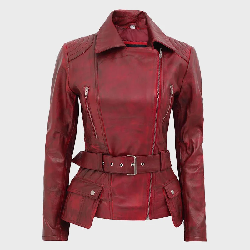 Women's Victoria Maroon Leather Biker Jacket Print Jacket Jacquard Jacket Embroidered Jacket Women's Victoria Maroon Leather Biker Jacket Print Jacket Jacquard Jacket Embroidered Jacket