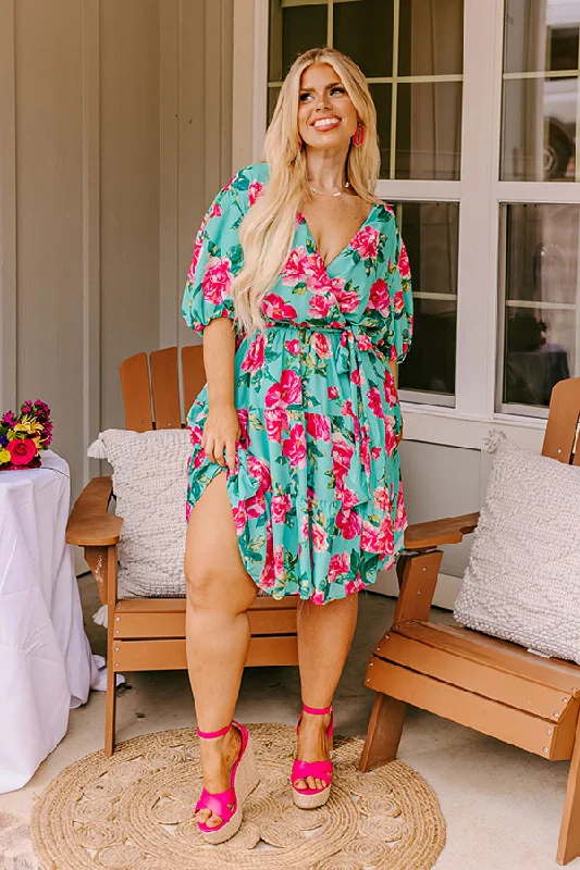 Amalfi Spritz Floral Mini Dress Curves Chic Puff Sleeve Mini Dress