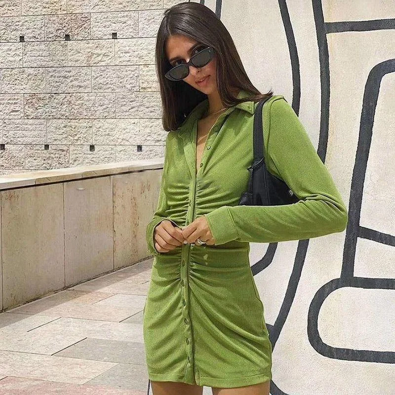Blooms Love Ruched Long Sleeve Mini Dress Stylish Sweetheart Mini Dress