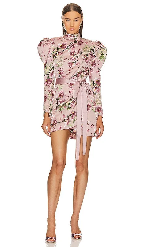Bronx and Banco Noel Sakura Mini Dress in Pink Classic Floral Print Mini Dress