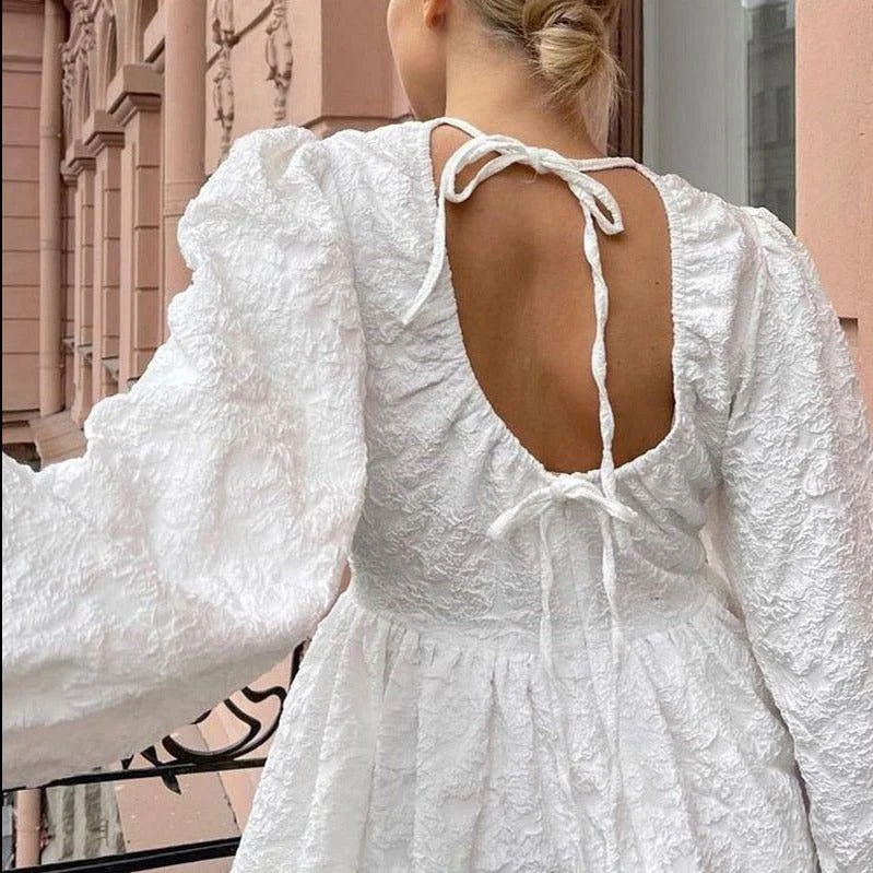Claire Puff Sleeve Casual Mini Dress Elegant Sequin Mini Dress