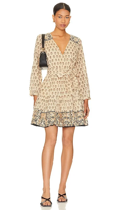 Cleobella Danae Mini Dress in Beige Trendy Floral Mini Dress