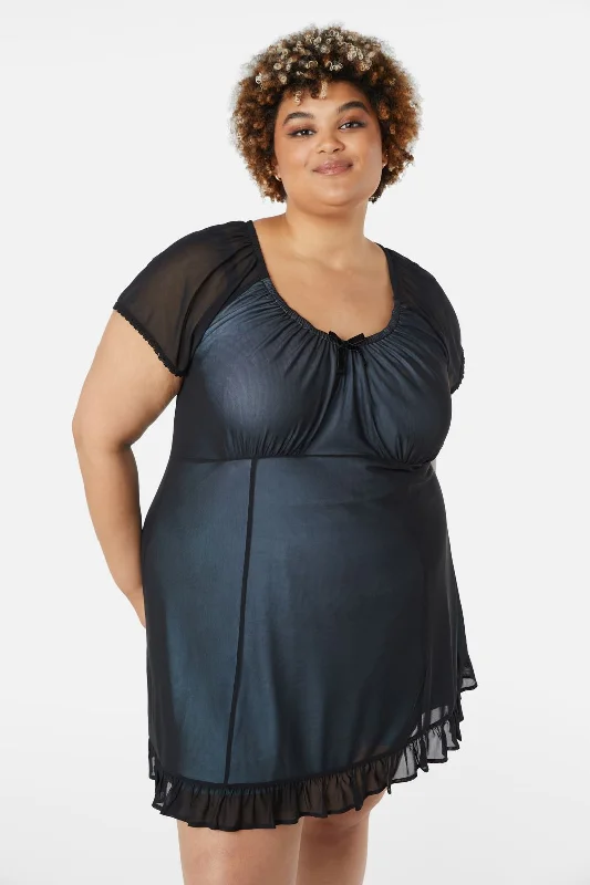 Curve Confess Mesh Mini Dress Cozy Knit Mini Dress