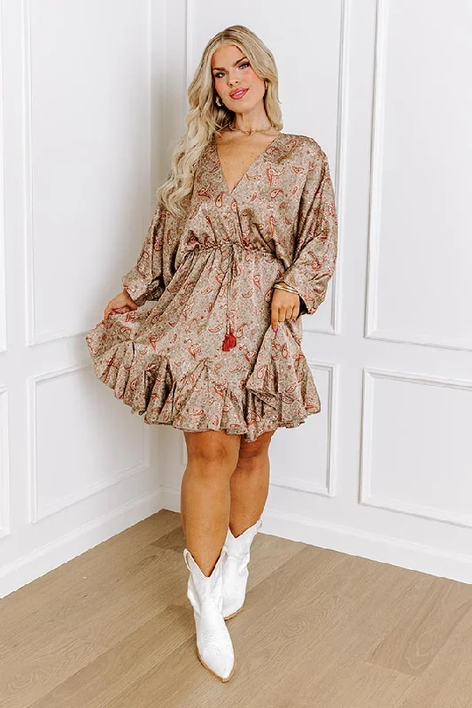 Feeling Spontaneous Paisley Mini Dress Curves Chic Mini Dress with V-Neck