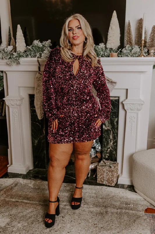 Fizzy Feels Sequin Mini Dress Curves Comfortable Zip-Up Mini Dress