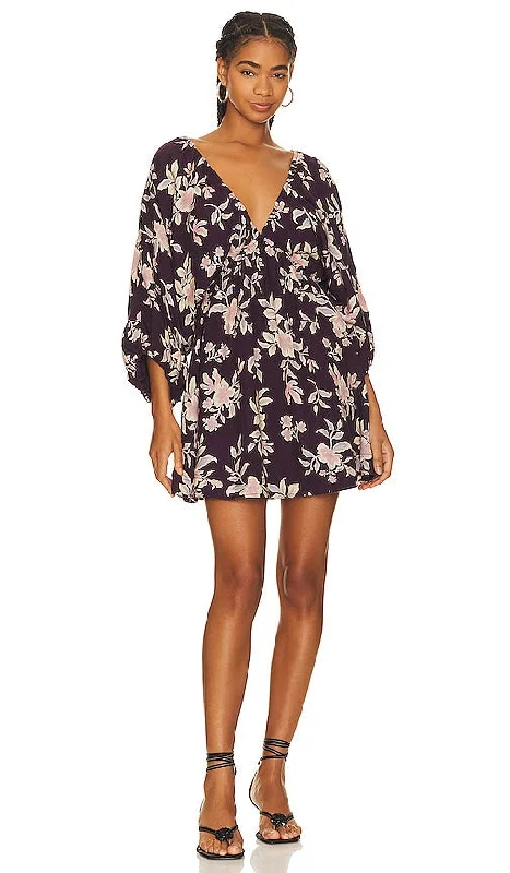 Free People Portia Mini Dress in Purple Cozy Knitted Mini Dress