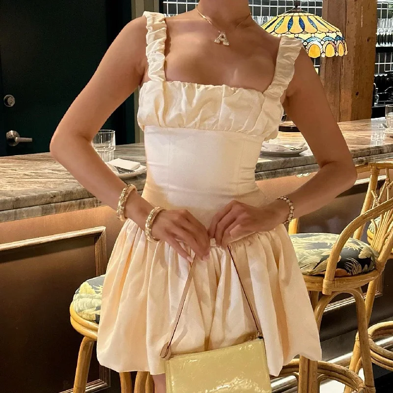 His Prettiest Problem Satin Bubble Hem Mini Dress Fashionable Pleated Mini Dress