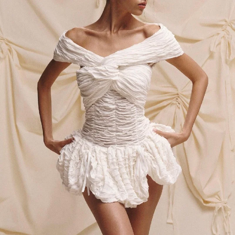 Made From Love Ruched Mini Dress Trendy Crossover Mini Dress