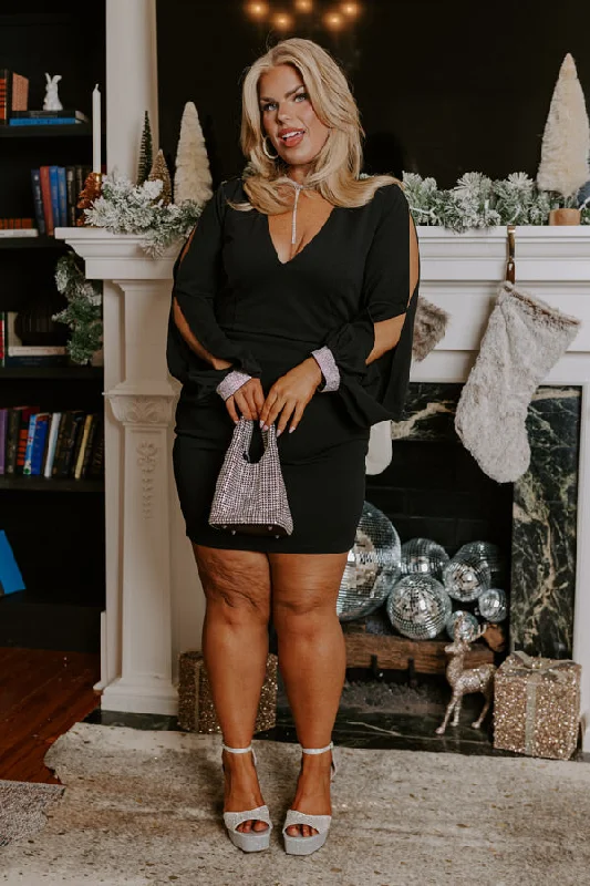 Material Girl Mini Dress in Black Curves Trendy Mesh Mini Dress