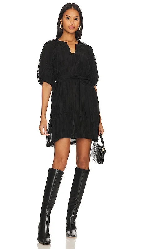 MINKPINK Raven Mini Dress in Black Casual V-Neck Mini Dress