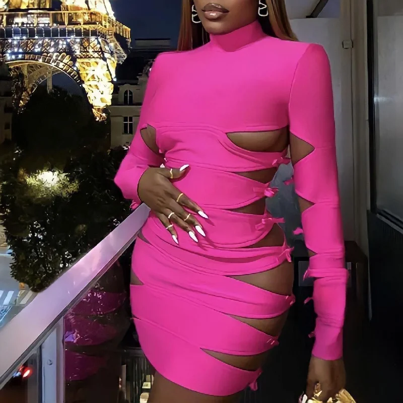 Neon Nymph Bandage Cutout Mini Dress Chic Bohemian Mini Dress