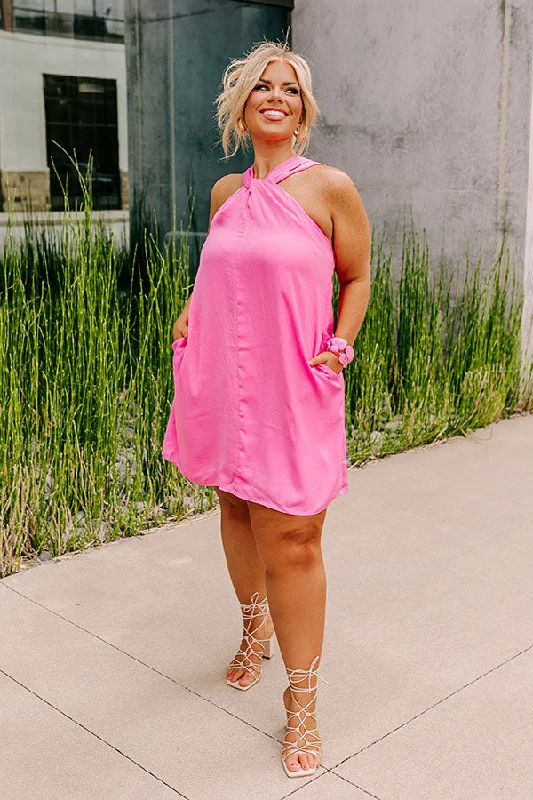 NYC Dreams Mini Dress In Bubblegum Pink Curves Stylish Puff Sleeve Mini Dress