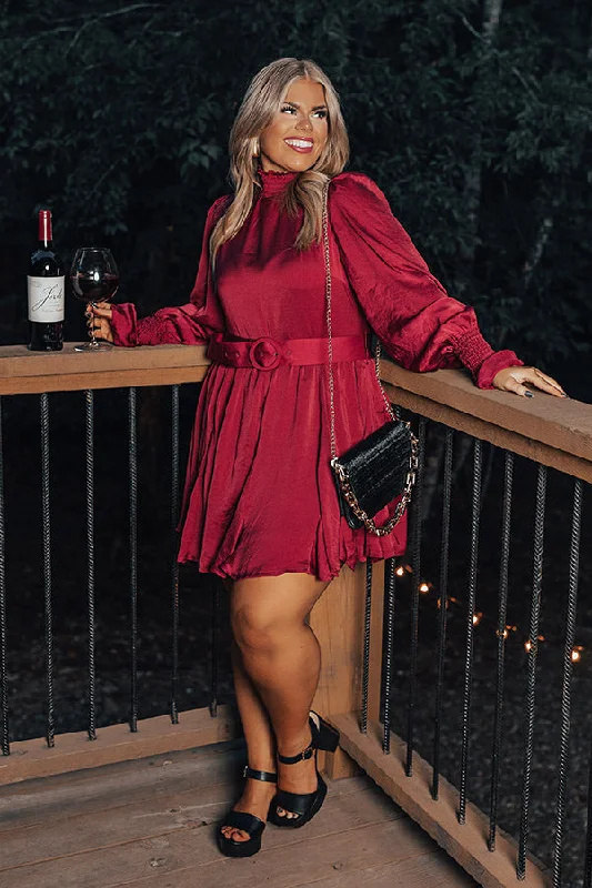 Prosecco Splash Mini Dress In Wine Curves Comfortable Wrap Mini Dress