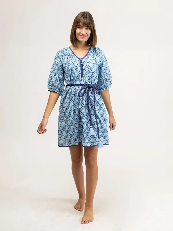 The Addy Mini Dress | Ocean Jaipur Burst Comfortable Smocked Mini Dress